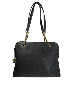 Chanel XL CC Logo Shoulder Bag, Caviar, Black, 339057 (1996), 3